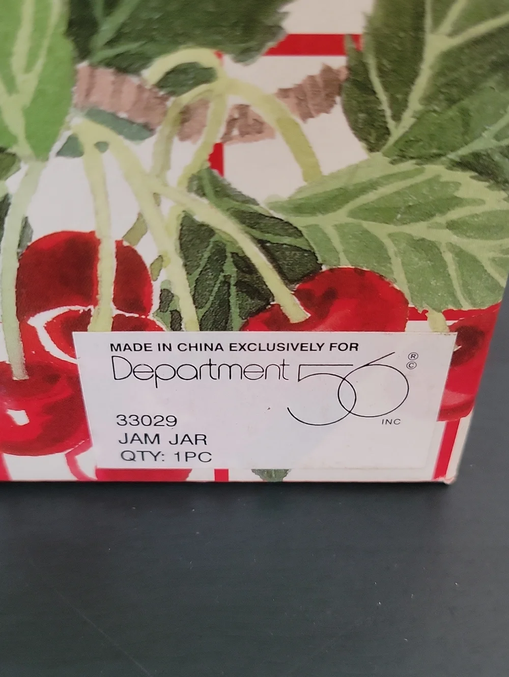 Vintage Department 56 Red Cherry Jam Jelly Jar Life Is Just A Bowl Of Cherries